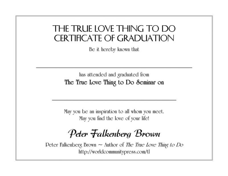The True Love Thing to Do Graduation Certificate